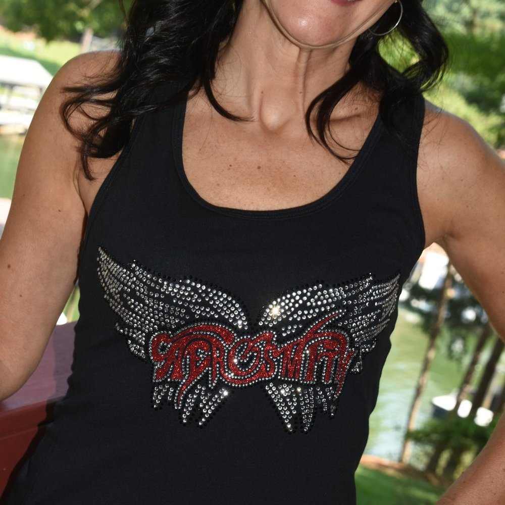 Aerosmith  rhinestone & glitter bling  tank top  XS,S,M,L,XL,XXL,1X,2X…